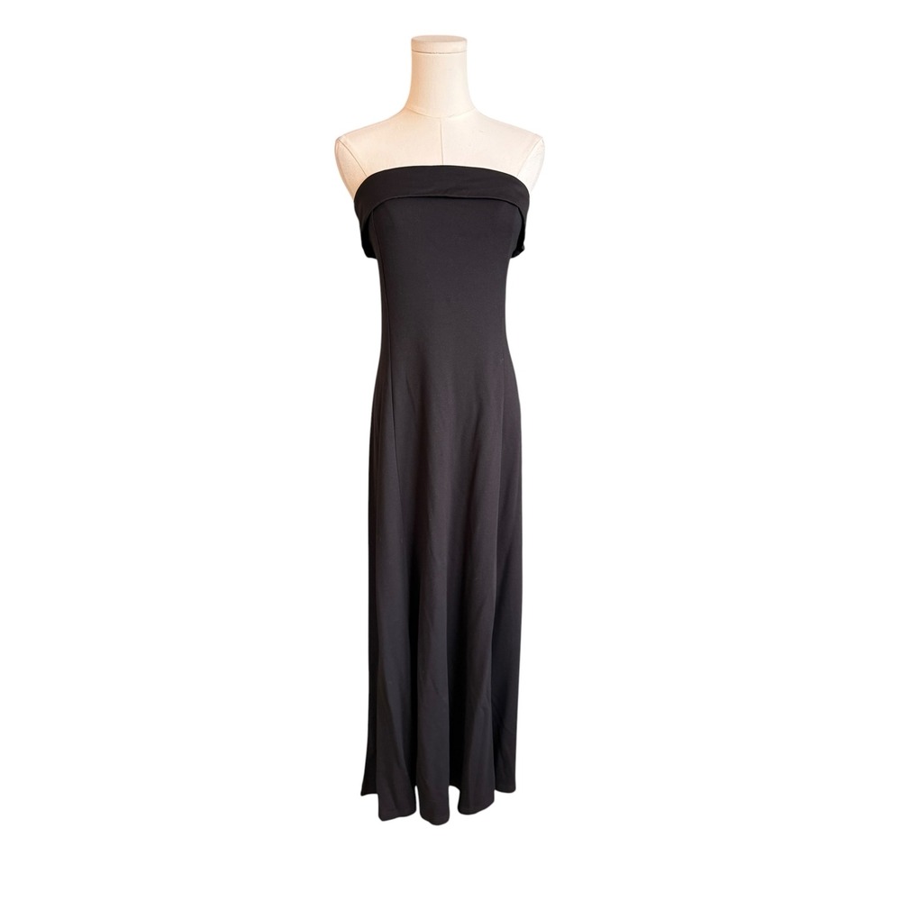 Rachel Zoe Black Strapless Off The Shoulder Fold Over Maxi Dress Size M
